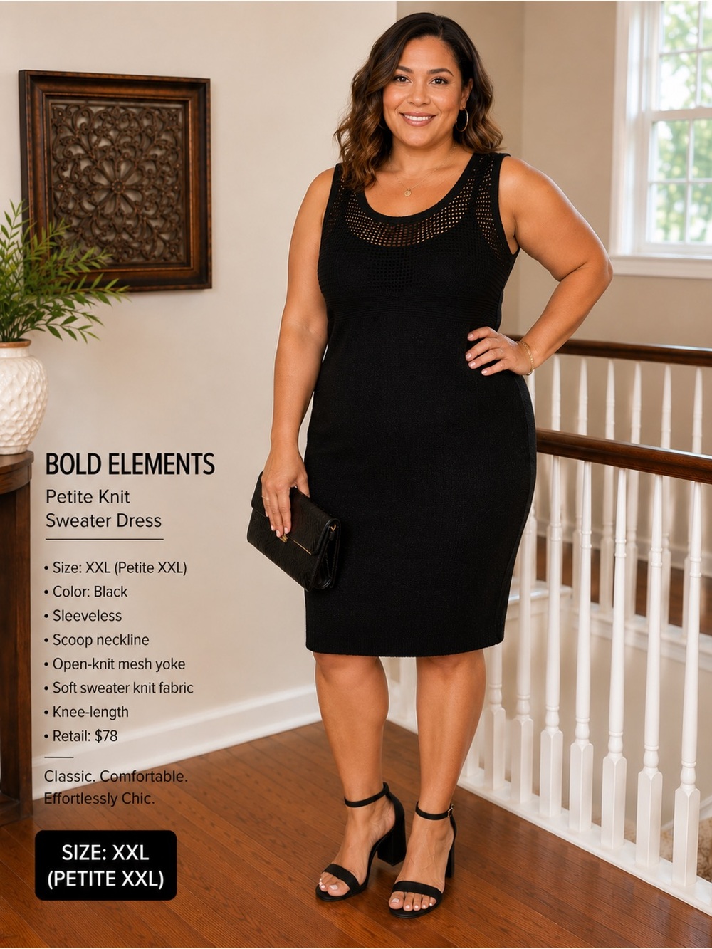 BOLD elements Black Sleeveless Knit Scoop-Neck Dress